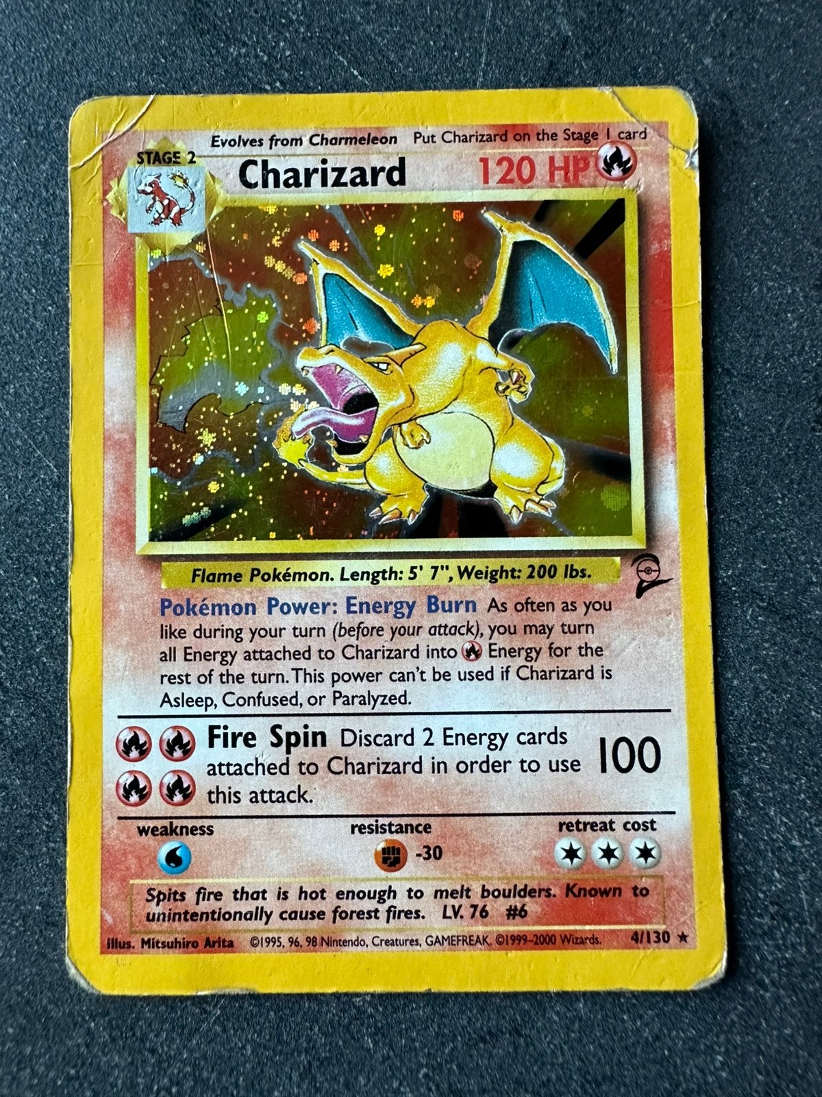 Charizard Base set 2, Ophalen of Verzenden, Gebruikt, Losse kaart, Foil