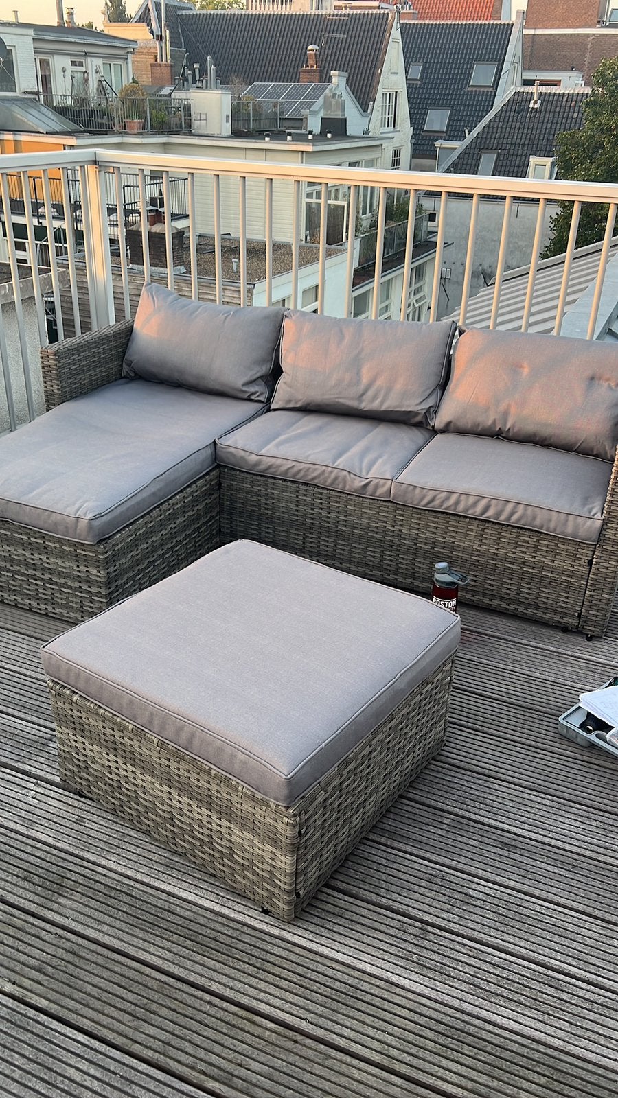 Acero 5-persoons loungehoek – grijs wicker | Exterioo, Ophalen, 5 zitplaatsen, Bank, Zo goed als nieuw