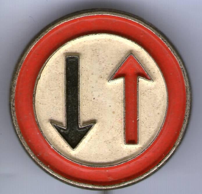 Verkeersbord zilverkleurig speldje ( X_030 ), Verzenden, Nieuw, Transport, Speldje of Pin