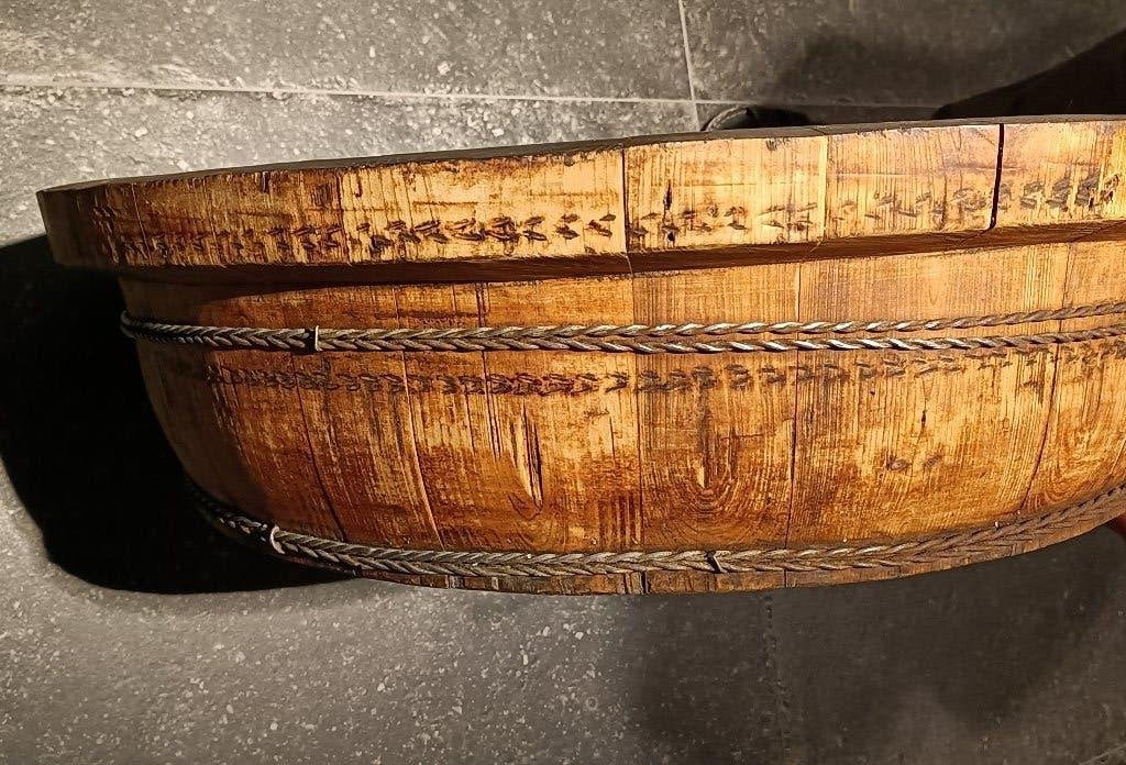 Oude grote olijfbak, Ophalen, Gebruikt, Rond, Hout