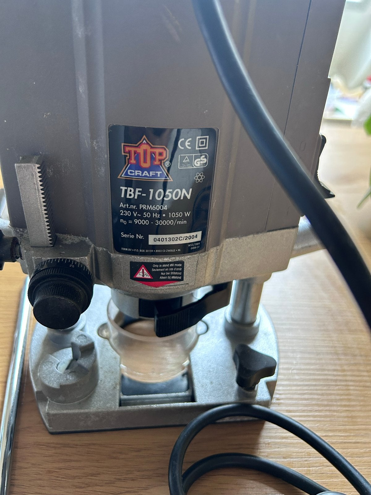 Top Craft Bovenfrees TBF-1050N 1050W met 10 freesbits, Ophalen of Verzenden, Gebruikt, Elektrisch, Bovenfrees