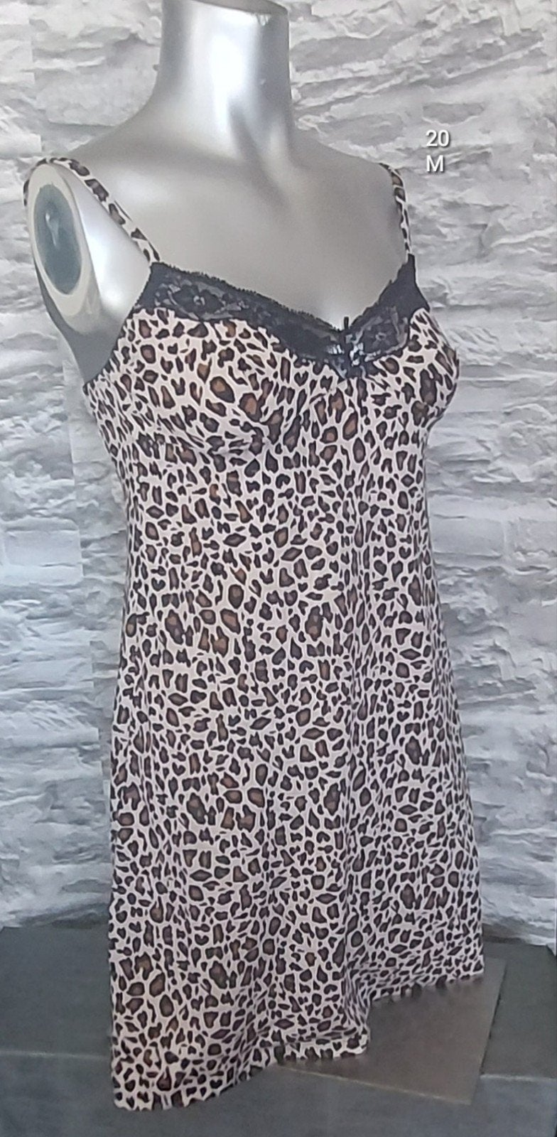 Sexy Leopardprint slipdress met kant - Maat M, Boho, Ophalen of Verzenden, Meerkleurig, Nachtkleding