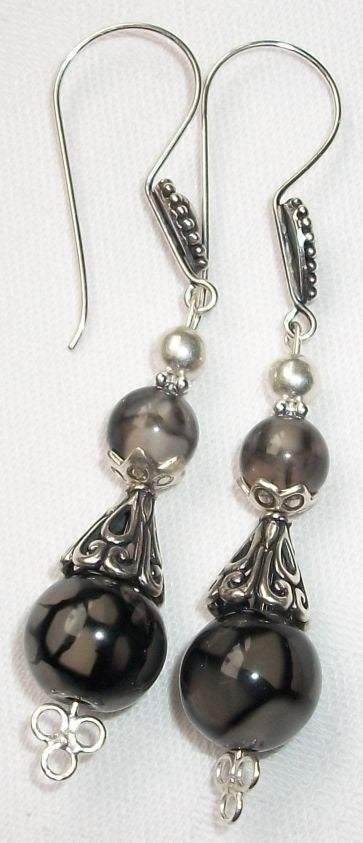 Oorbellen Marilene (Zilver), Hangers, Verzenden, Zwart, Nieuw