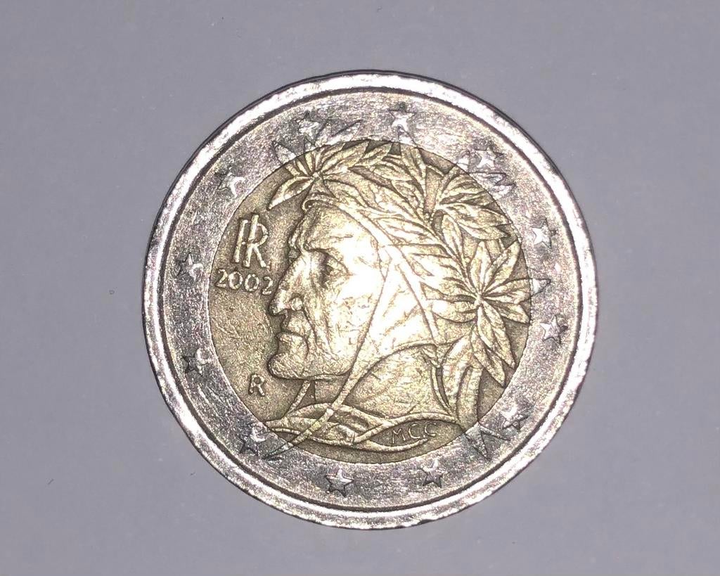 2 Euro Italië 2002 - Portret van Dante Alighieri, Postzegels en Munten, Munten | Europa | Euromunten, Ophalen, Italië, 2 euro