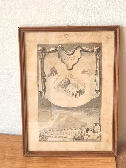 gravure Jan Goeree Clara's klooster Amsterdam ca 1765., Ophalen