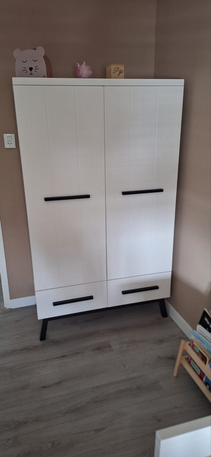 Witte kinder kledingkast met lades en hangruimte, Ophalen, Gebruikt, 50 tot 100 cm, Met lade(s)