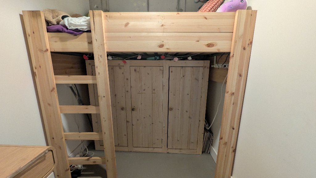 GRATIS Hoogslaper + premium matras – massief vurenhout, Ophalen, Eenpersoons, 160 tot 180 cm, 190 cm of minder