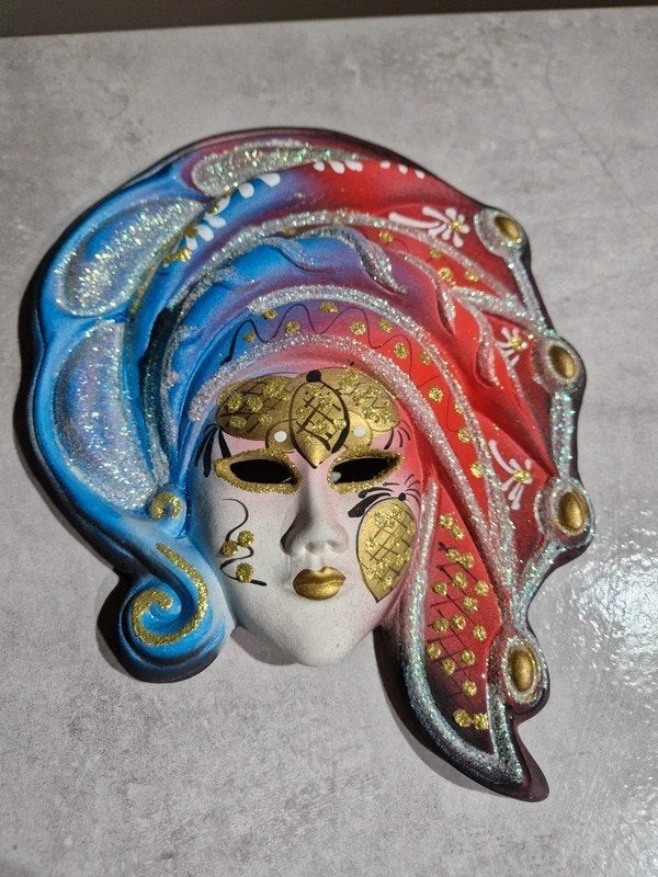 Vintage Venetiaans masker – handgemaakt Italië, Ophalen of Verzenden, Zo goed als nieuw, Overige typen