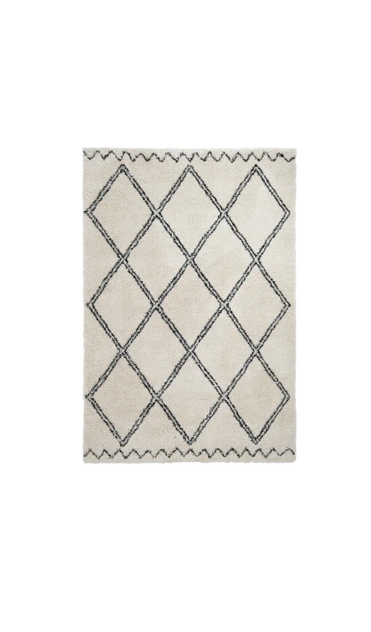 Varamin vloerkleed crème/zwart 35 mm 120x170 cm, Ophalen, 100 tot 150 cm, Crème, Scandinavisch