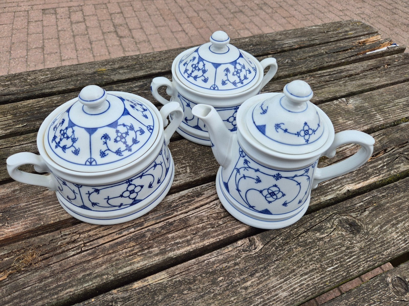 Winterling Bavaria Blau Saks theepot en 2 schalen met deksel, Ophalen of Verzenden
