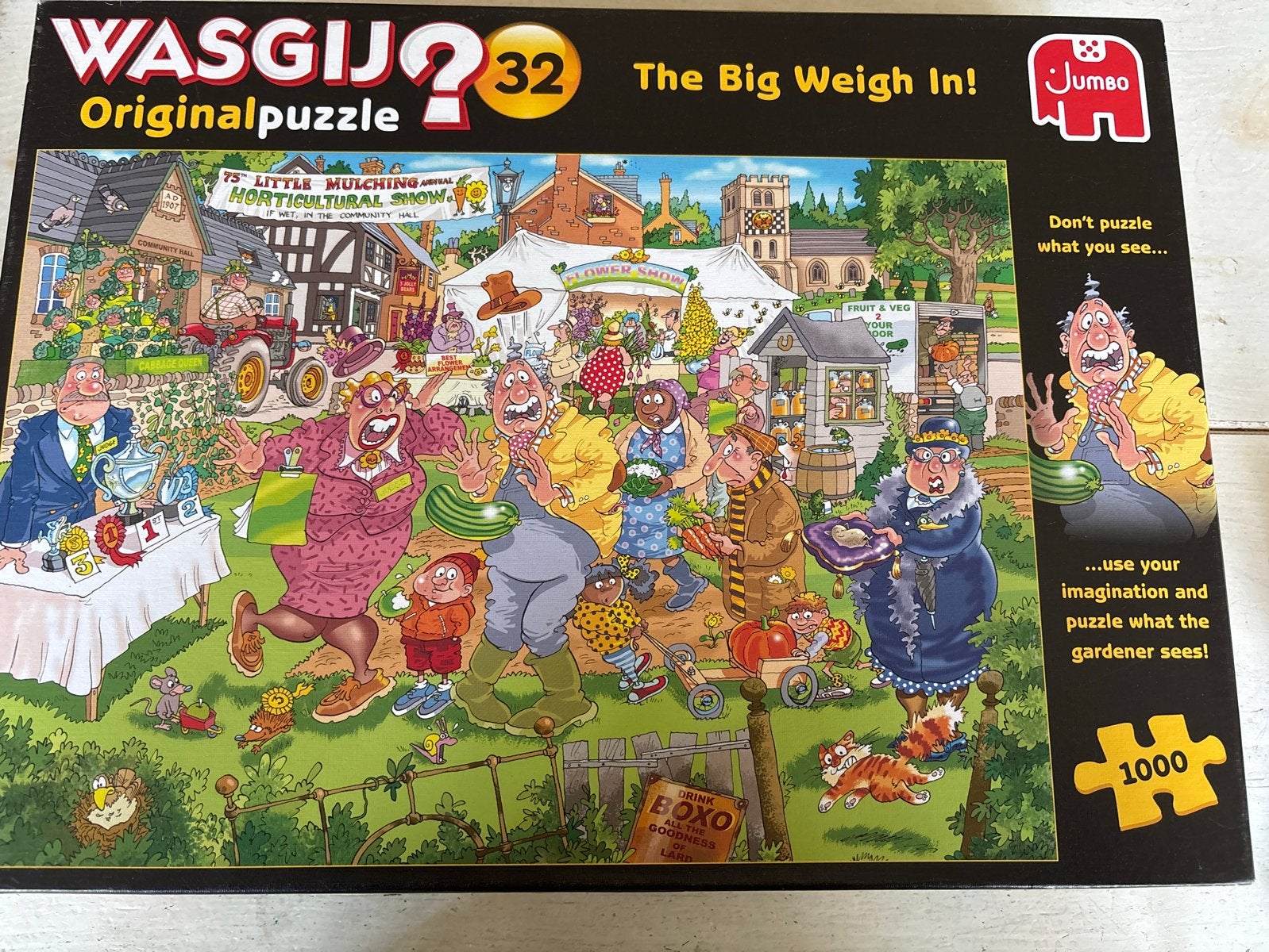 Wasgij Original 32: The Big Weigh In! 1000 stukjes, Ophalen of Verzenden, 500 t/m 1500 stukjes, Gebruikt, Legpuzzel