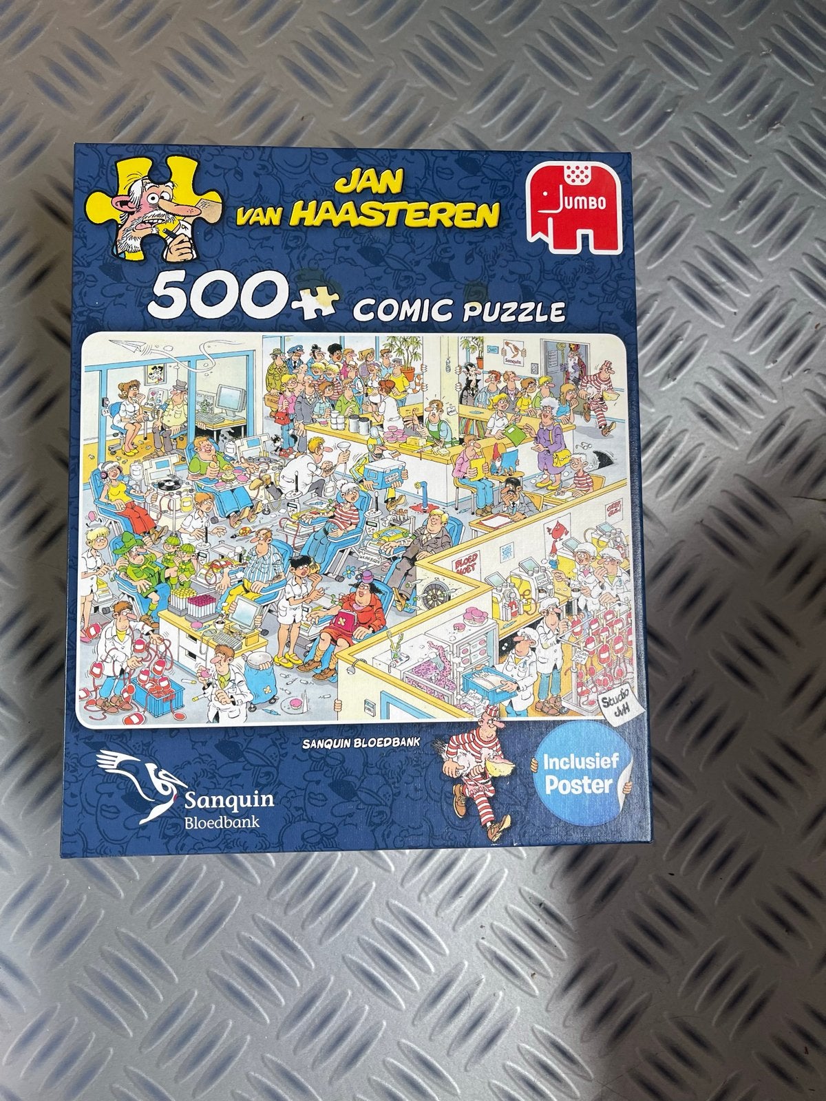 Jan van Haasteren 500+ Comic Puzzel Sanquin Bloedbank, Ophalen of Verzenden, 500 t/m 1500 stukjes, Zo goed als nieuw, Legpuzzel