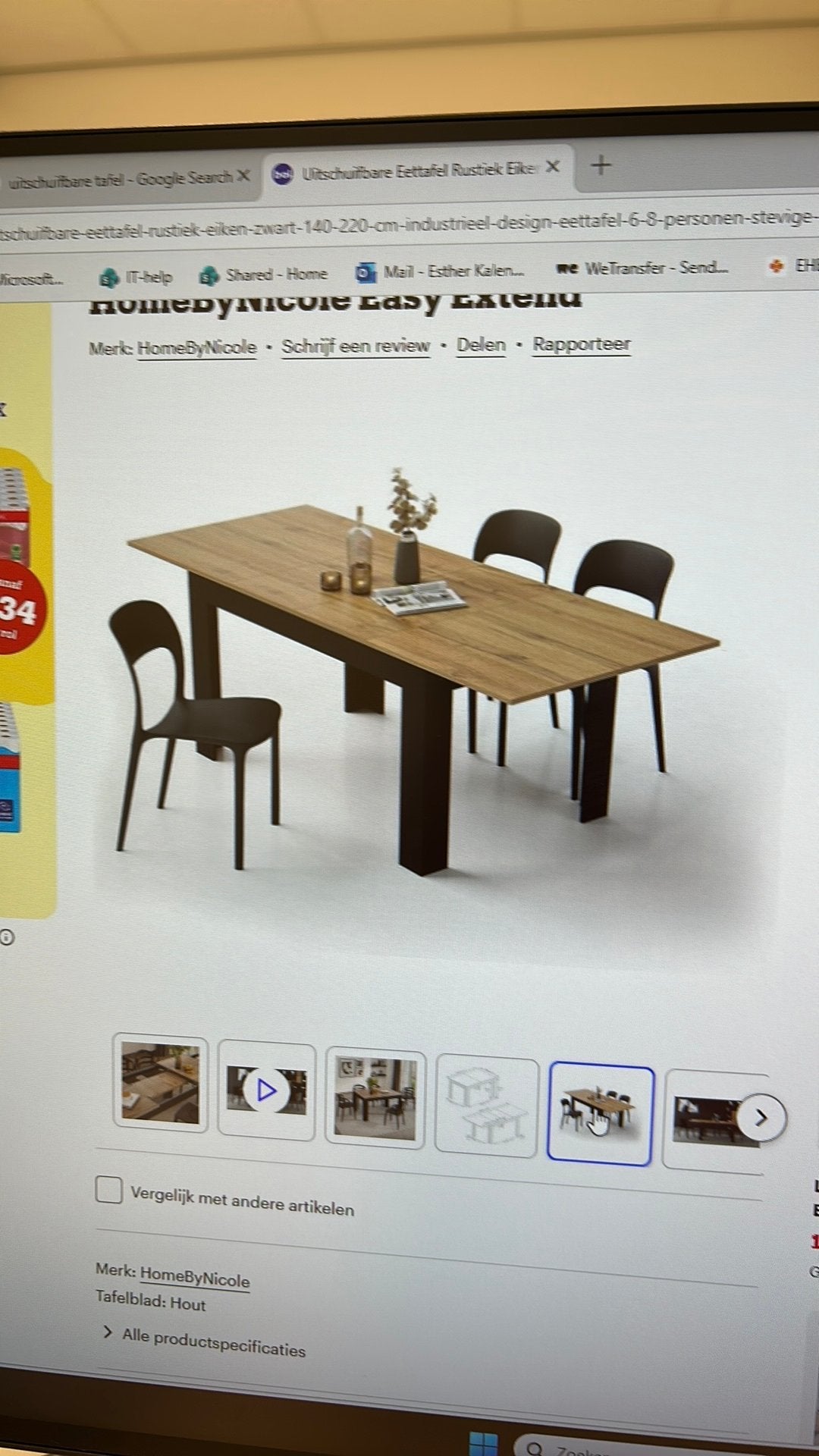 Keuken tafel, Huis en Inrichting, Tafels | Eettafels, Ophalen, Zo goed als nieuw, Rechthoekig, 50 tot 100 cm