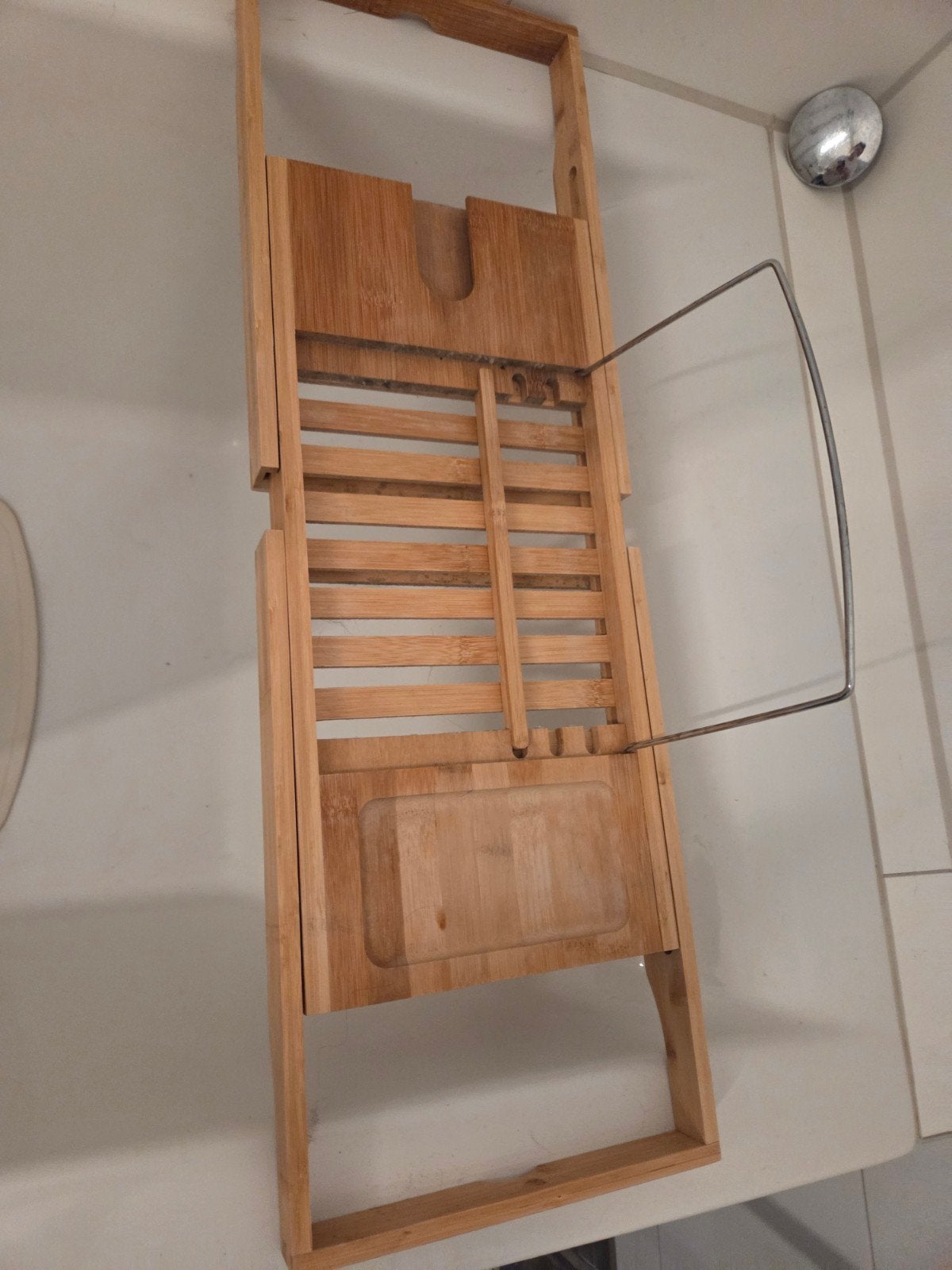 Uitschuifbare Bamboe Badkamer Plank, Huis en Inrichting, Ophalen of Verzenden, Zo goed als nieuw, Bruin, Badkamerrek