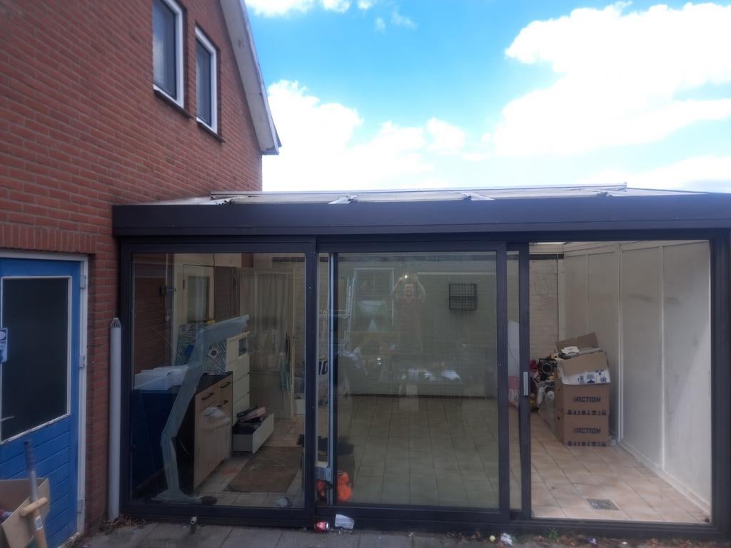 serre met schuifdak en glazen schuifpui, Ophalen, Gebruikt, Overige typen, 160 cm of meer