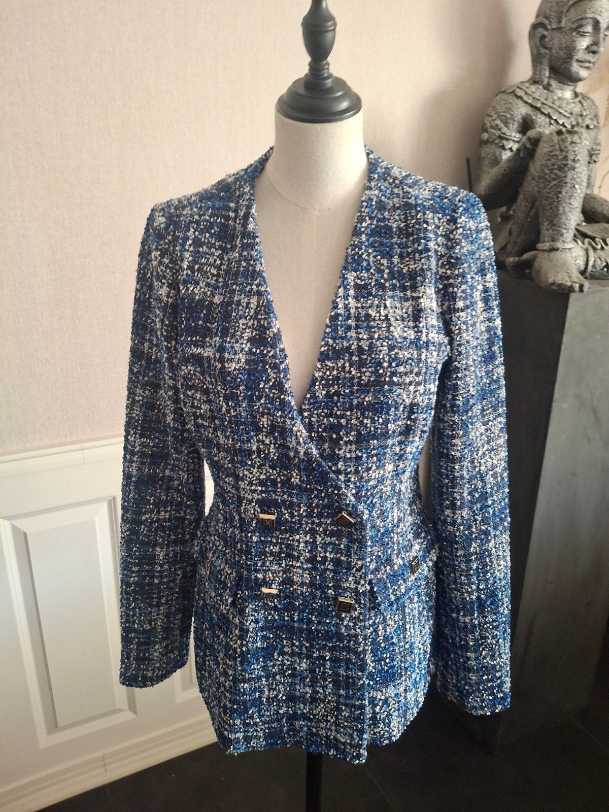 Nikkie blazer maat 36 - Blauw/wit tweed NIEUW, Kleding | Dames, Blauw, Ophalen of Verzenden, Zo goed als nieuw, Nikkie