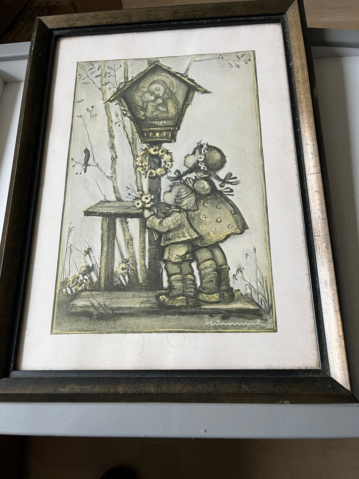 Pentekening van Hummel, Antiek en Kunst, Ophalen of Verzenden, Tekening, Pentekening, Ingelijst