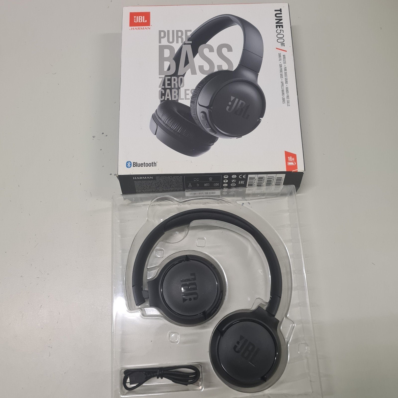JBL Tune 500BT Draadloze On-Ear Koptelefoon Zwart, JBL, On-ear, Ophalen of Verzenden, Zo goed als nieuw