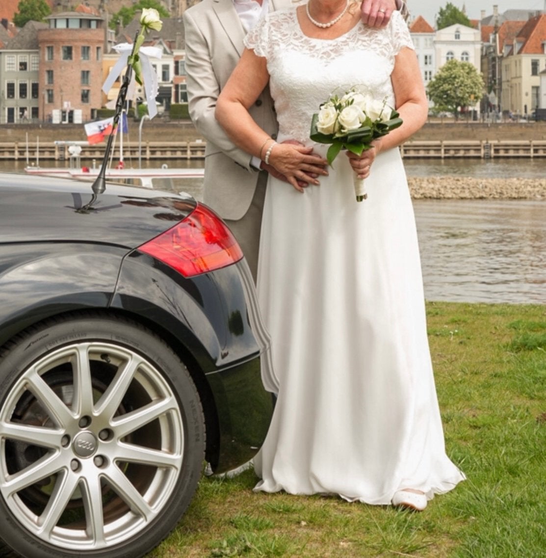 Prachtige zomer trouwjurk, Kleding | Dames, Trouwkleding en Trouwaccessoires, Ophalen of Verzenden, Zo goed als nieuw, Wit, Trouwjurk