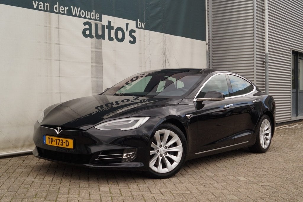 Tesla Model S 75D 333pk -SOH85%-PANO-NAVI-ECC-PDC-CAM-, Auto's, Tesla, Gebruikt, Leder en Stof, Zwart, Origineel Nederlands