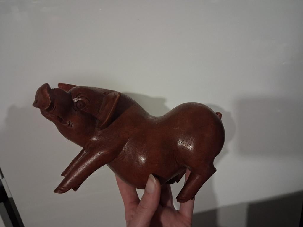 Houten varken beeld, Antiek en Kunst, Ophalen
