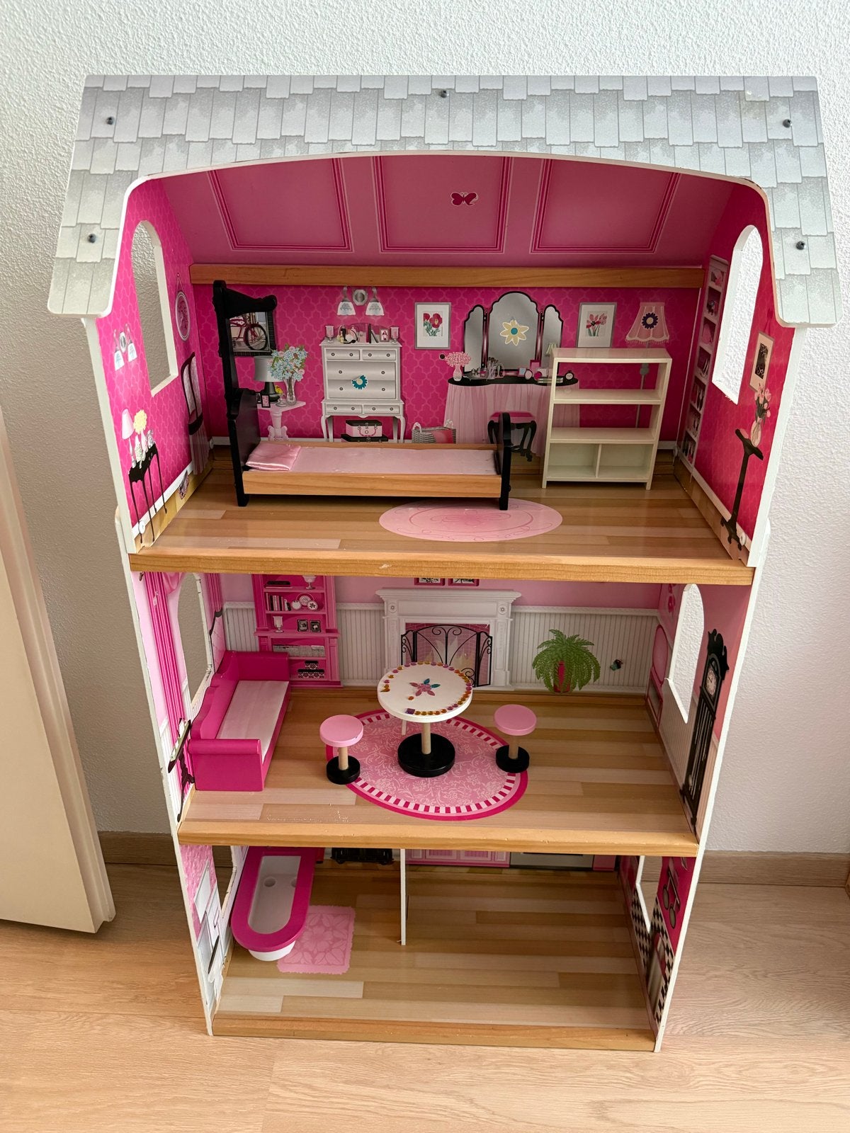 Kidkraft Barbie poppenhuis roze zwart barbiehuis, Ophalen, Gebruikt, Poppenhuis