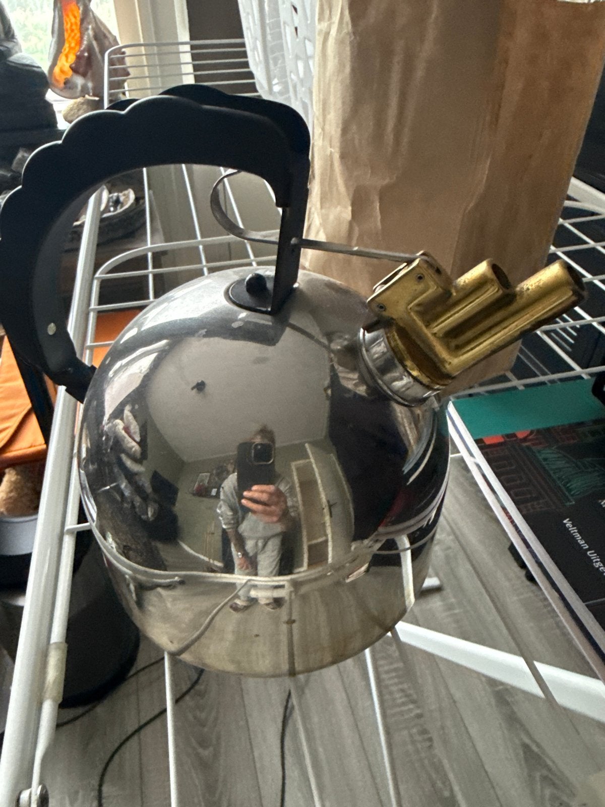 Alessi 9091 Fluitketel - Gebruikt, Theepot/fluitketel, Gebruikt, Zilver, Ophalen of Verzenden
