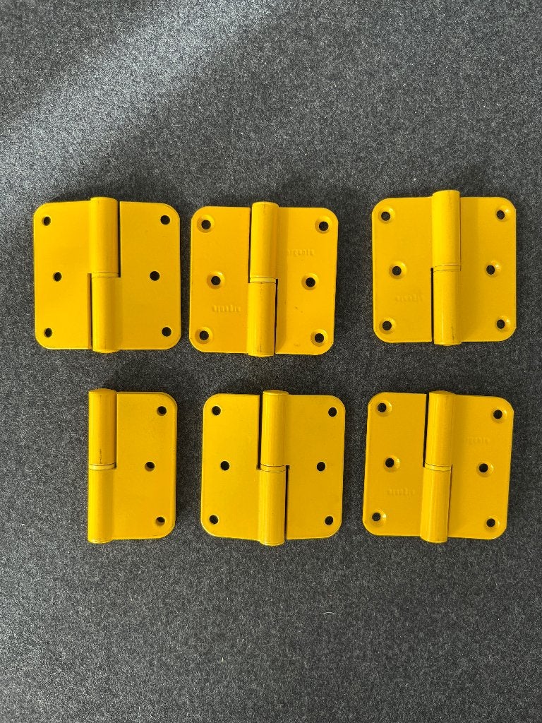 6 Argenta yellow gelakte metalen scharnieren vintage, Ophalen of Verzenden, Zo goed als nieuw, IJzer, Scharnier