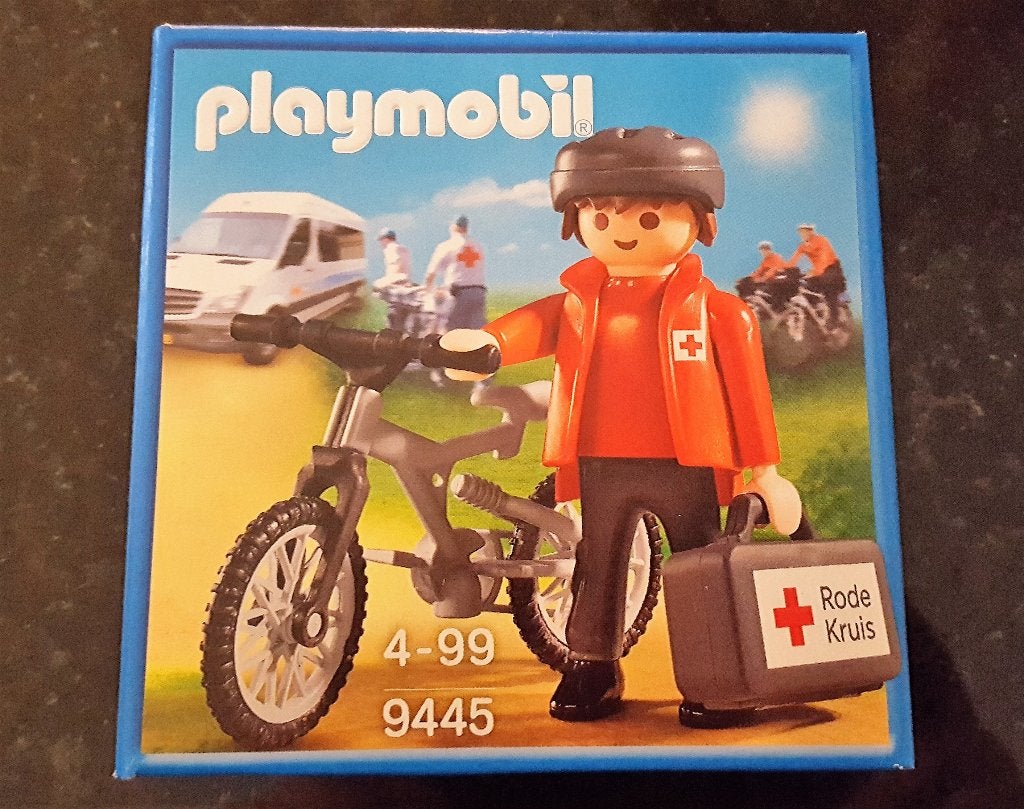 Playmobil 9445 Rode Kruis biker met fiets en EHBO koffer, Ophalen of Verzenden, Nieuw, Complete set