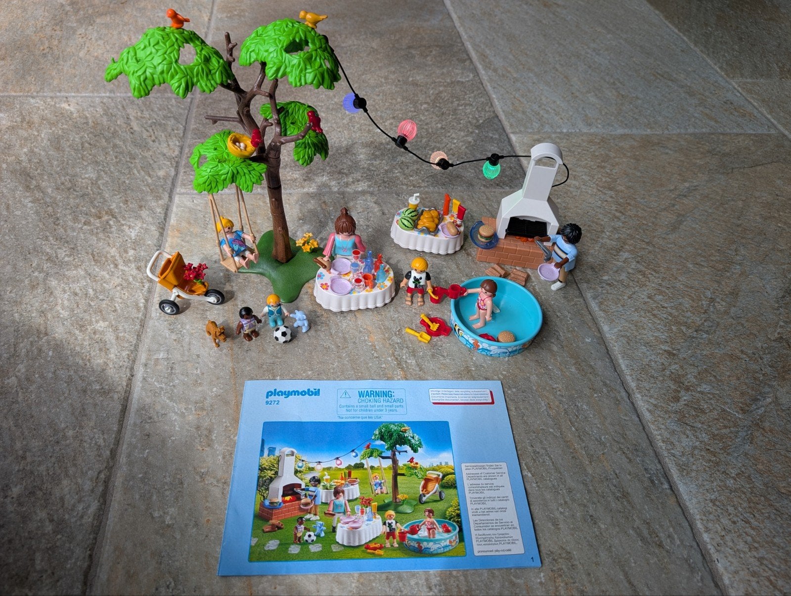 Playmobil 9272 Familiefeest met barbecue + EXTRA ACCESSOIRES, Ophalen of Verzenden, Zo goed als nieuw, Complete set