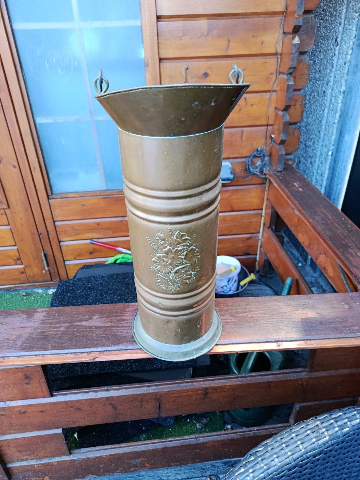 Antieke kolenkit met bloemmotief, Ophalen of Verzenden