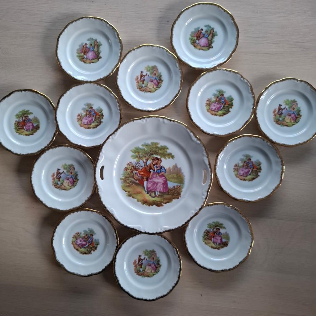 Kronester Bavaria Gebakstel - Taartboord met 12 Gebakbordjes, Antiek en Kunst, Ophalen of Verzenden
