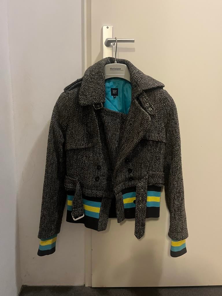 Dept Tweed Jasje met Gestreepte Boorden, Ophalen of Verzenden, Zo goed als nieuw, Maat 34 (XS) of kleiner, Zwart