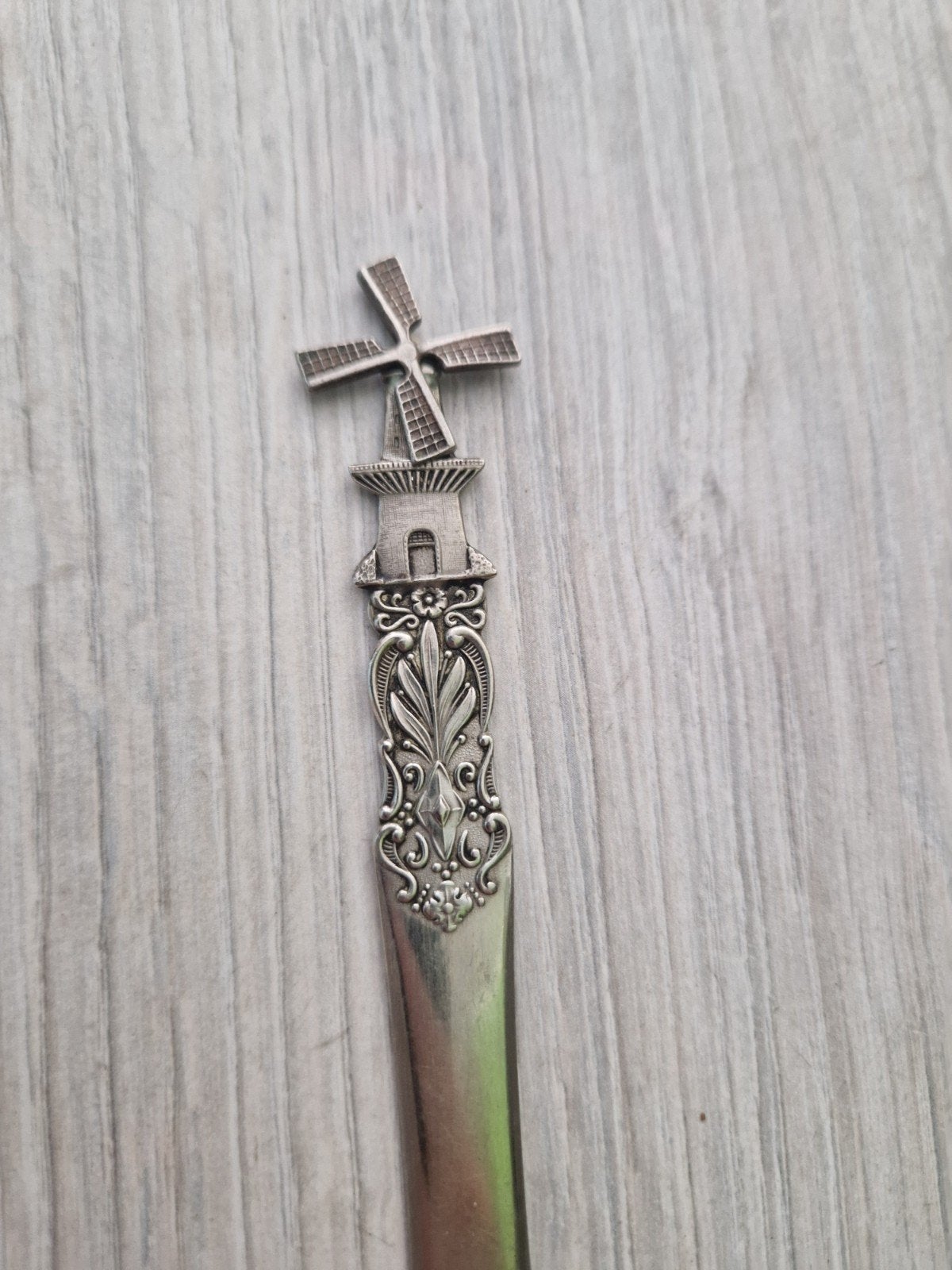 Verzilverde briefopener met molen, Ophalen of Verzenden, Zilver