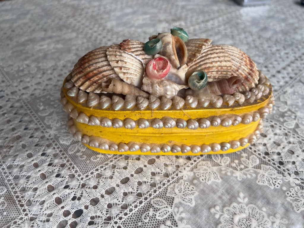 Vintage schelpen doosje souvenir, Antiek en Kunst, Ophalen of Verzenden