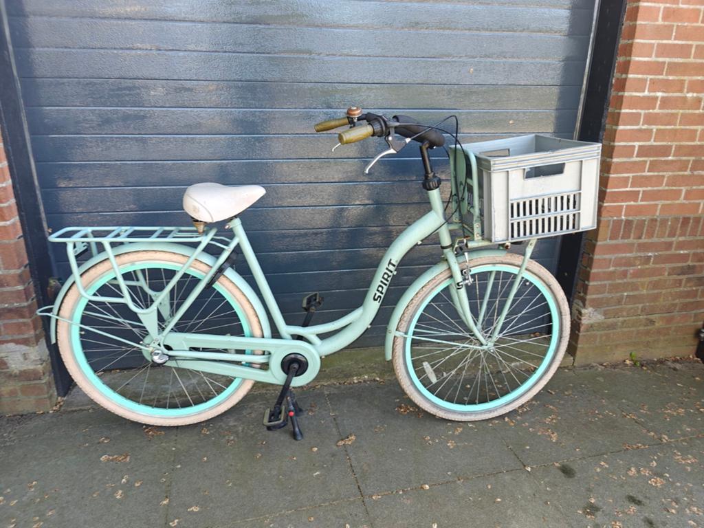Spirit transportfiets met krat - Mintgroen, Terugtraprem, Gebruikt, 50 tot 53 cm, Ophalen