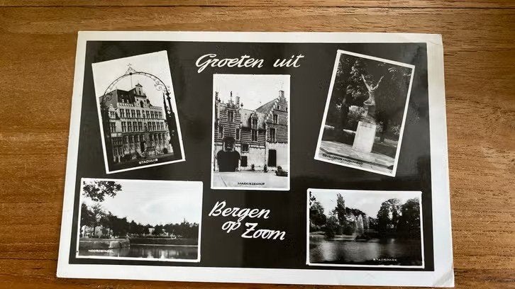 Ansichtkaart : groeten uit Bergen op Zoom 1961, Verzamelen, Ophalen of Verzenden, 1960 tot 1980, Gelopen, Noord-Brabant