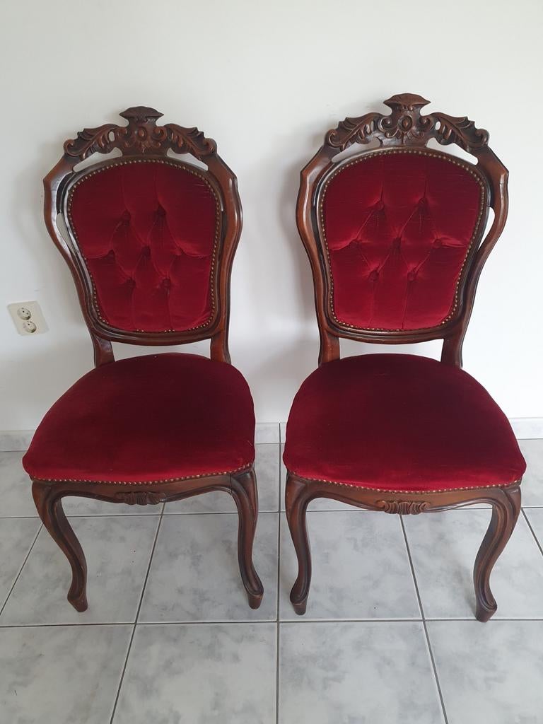Brocante Queen Ann stijl stoelen en bijzetstoel, Ophalen of Verzenden