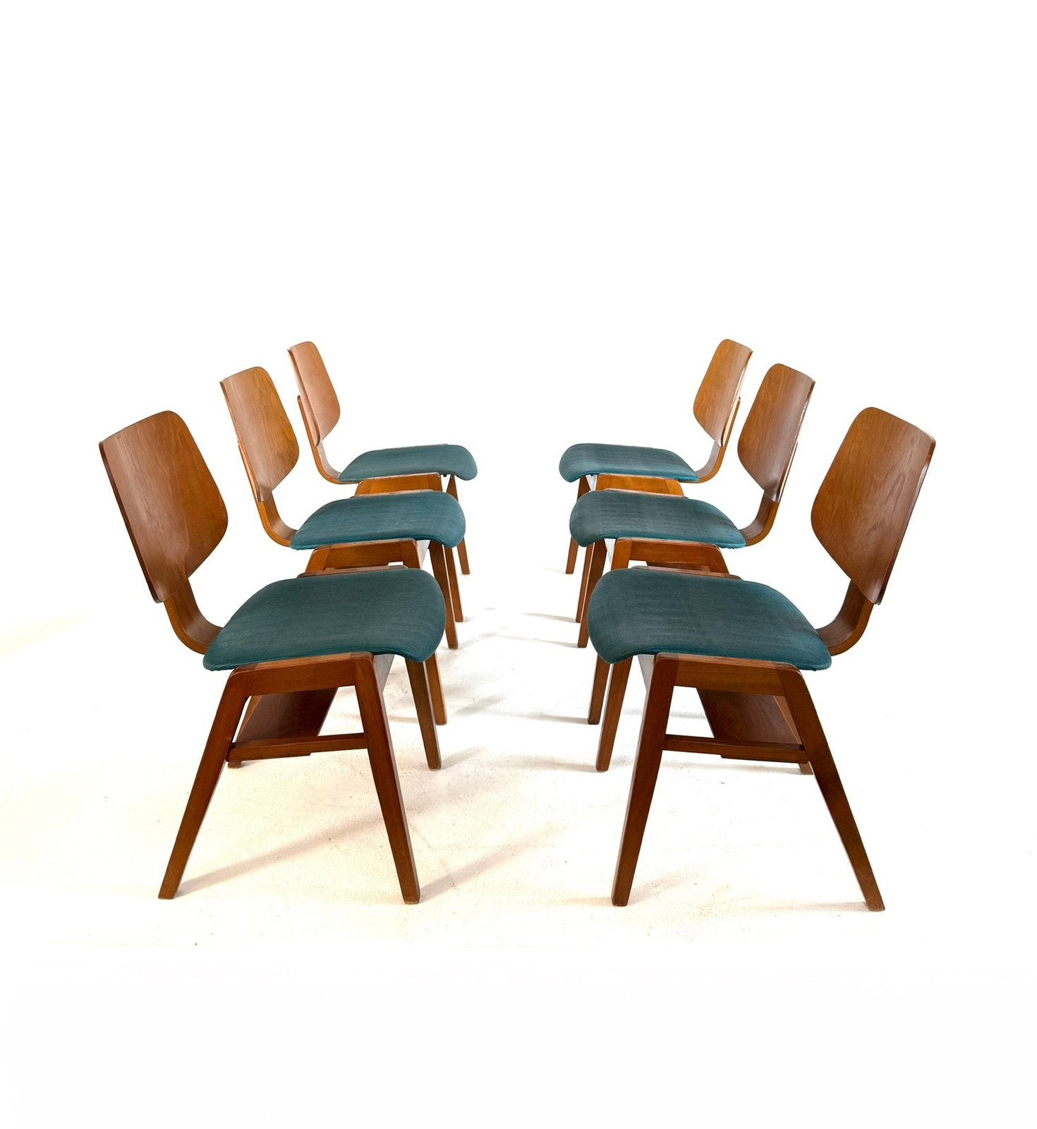 6x vintage plywood stapelstoel, stijl Egon Eiermann ‘60, Ophalen of Verzenden, Zo goed als nieuw, Nvt, Hout