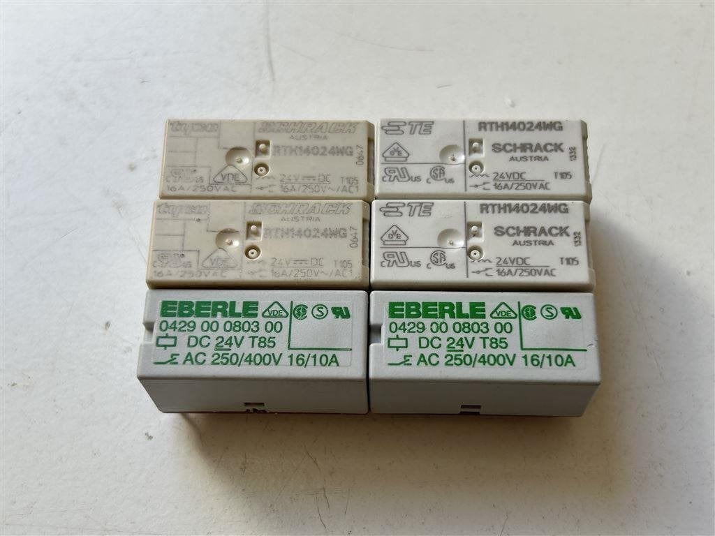 Relais 24V DC 16A 1x wissel contact 6 stuks, Ophalen of Verzenden, Gebruikt