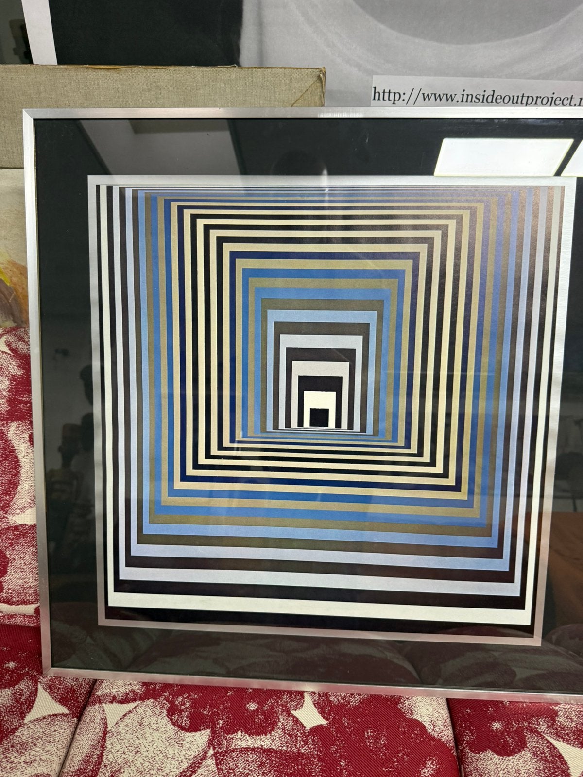 Vasarely repro ingelijst 61,5-61,5 cm., Antiek en Kunst, Ophalen