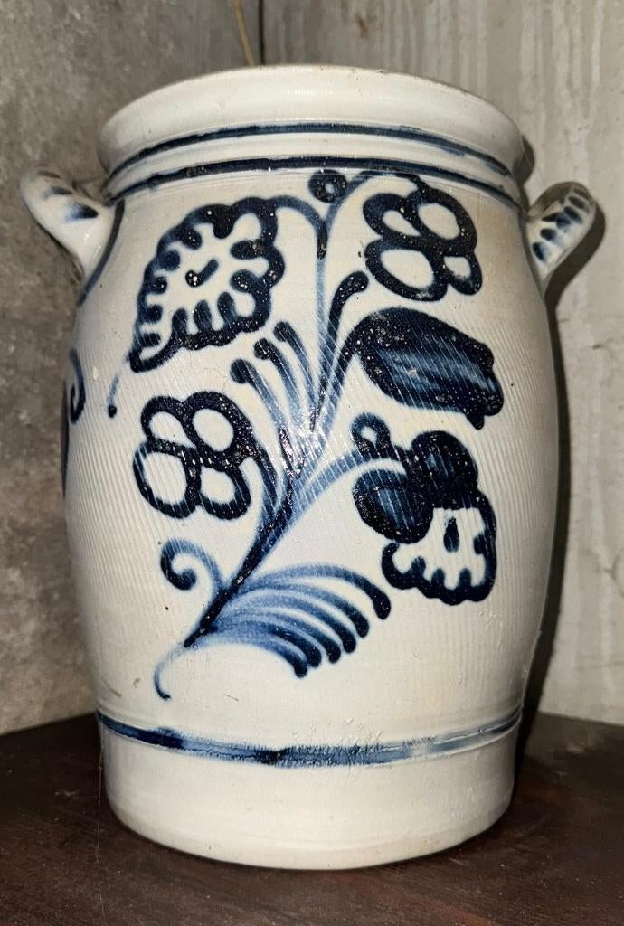 Grote Antieke Keulse Pot 30 cm hoog - Grijs/Blauw Steengoed, Antiek en Kunst, Ophalen