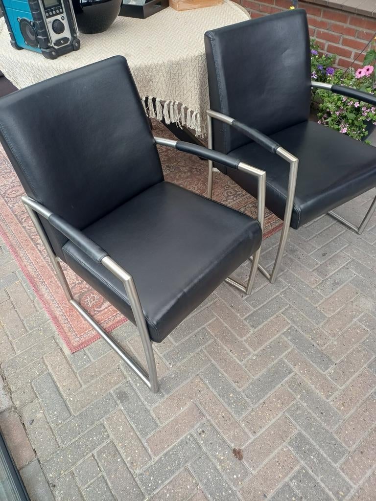 2 fauteuils, Ophalen, 75 tot 100 cm, Leer, 50 tot 75 cm