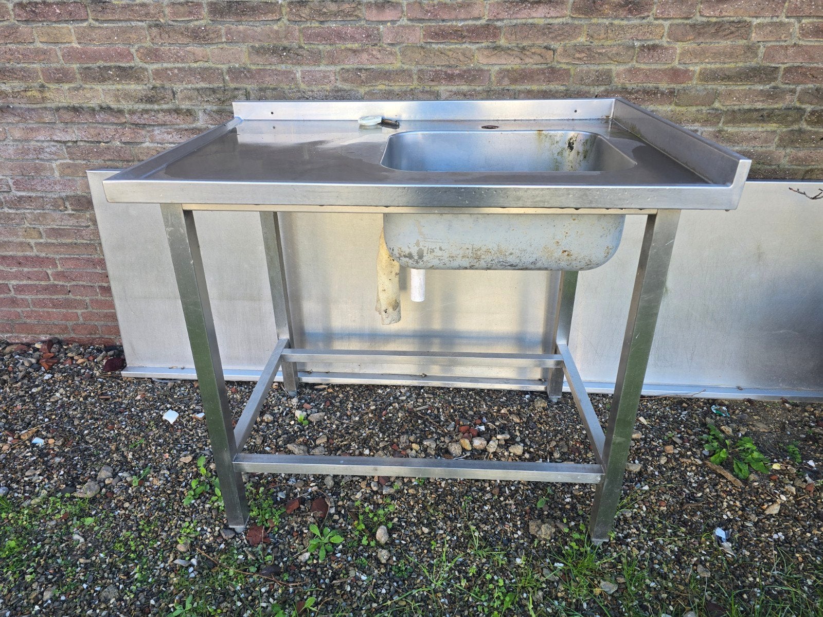 RVS wasbak met keerwand - 90x70x88 cm, Huis en Inrichting, Ophalen, Gebruikt