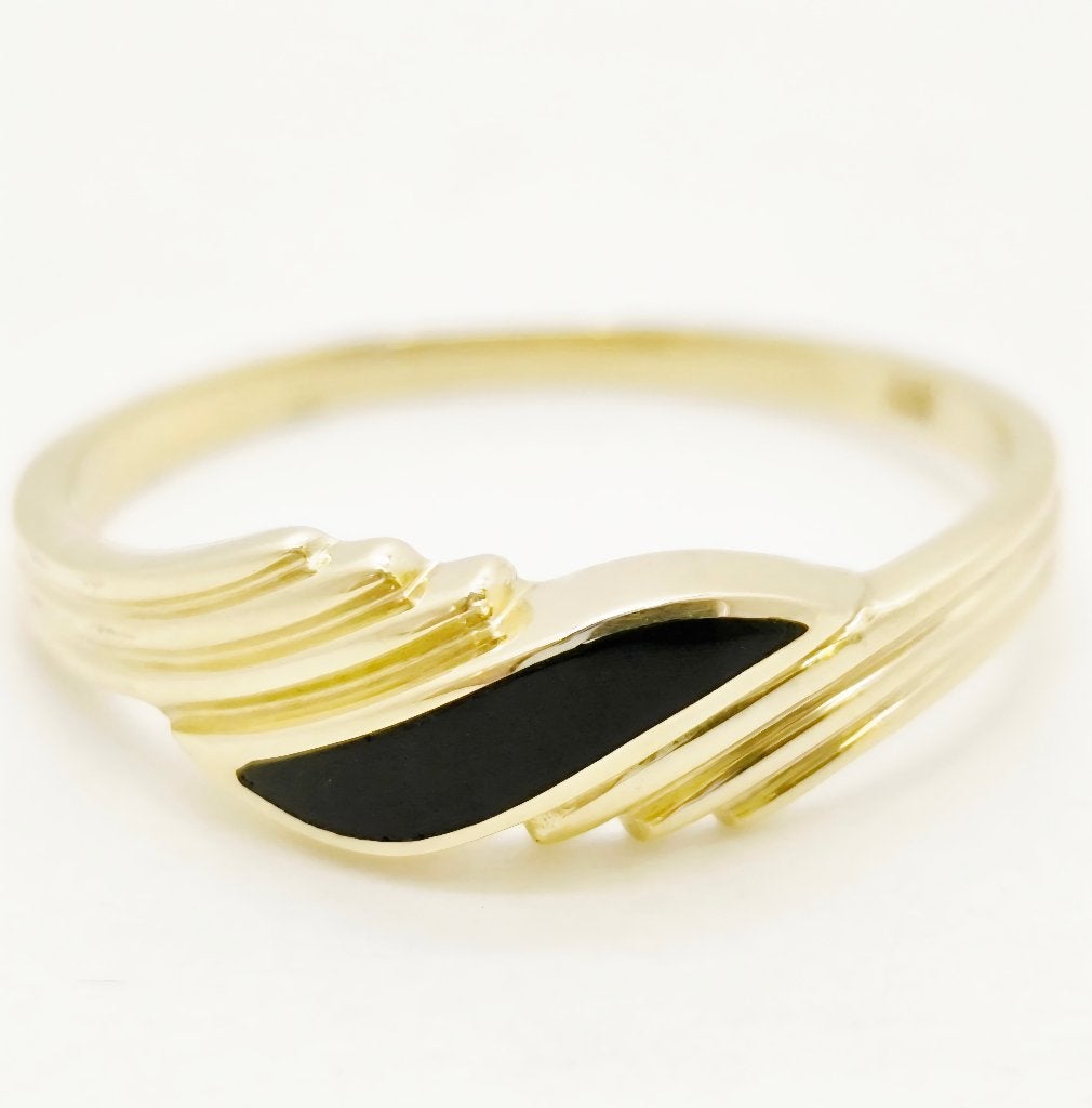 18k Geel Gouden ring met Onyx, Geel, Nieuw, Ophalen of Verzenden, Kleiner dan 17