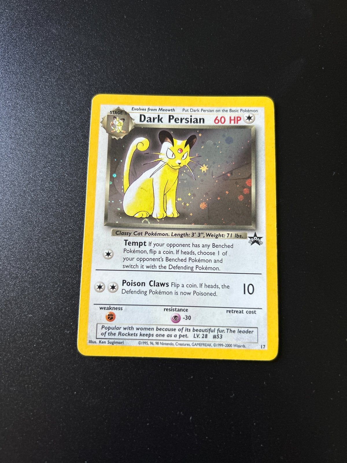 Dark Persian promo 17 Pokémon kaart, Ophalen of Verzenden, Gebruikt, Losse kaart