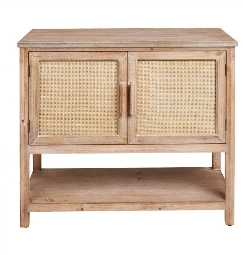 Jute Rotan dressoir met plank - 80x39x72 cm, Ophalen, Boho, Scandinavisch, 50 tot 100 cm, 25 tot 50 cm