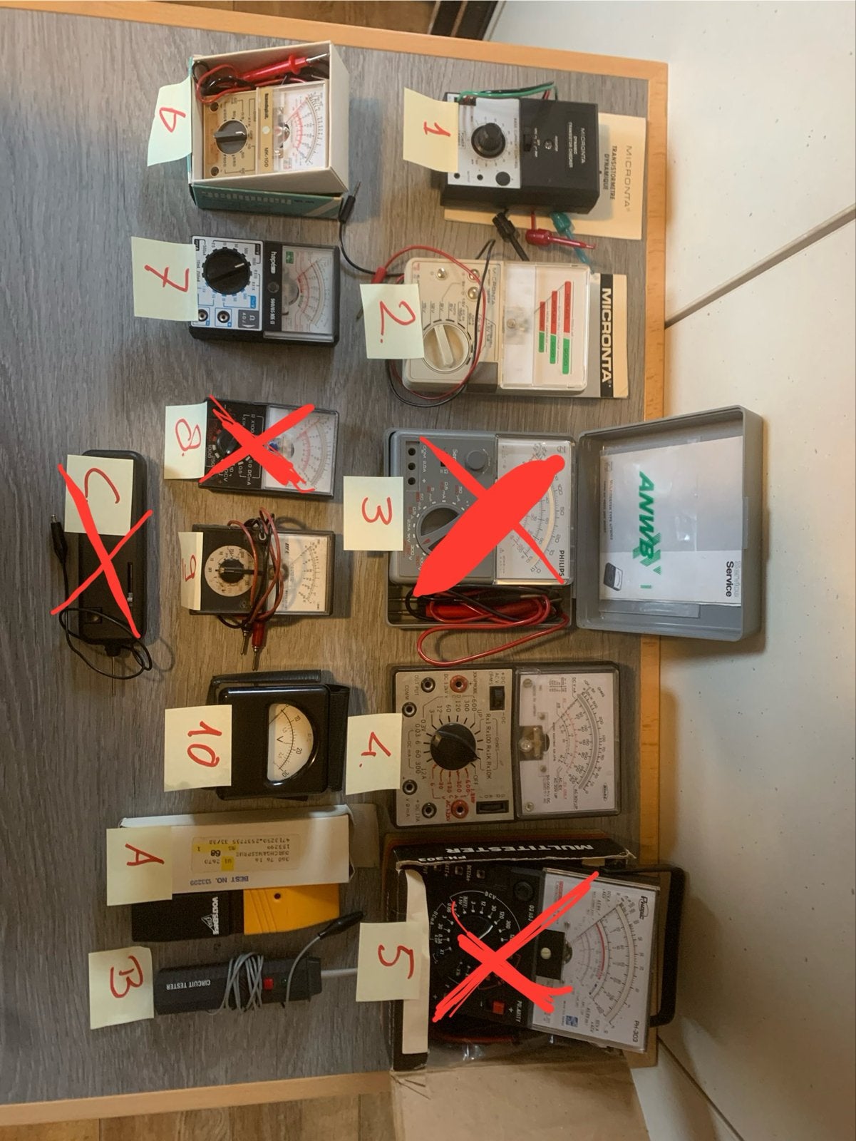 Diverse meters en testers (Micronta, Hape, Anwa, Philips), Ophalen of Verzenden, Gebruikt, Multimeter