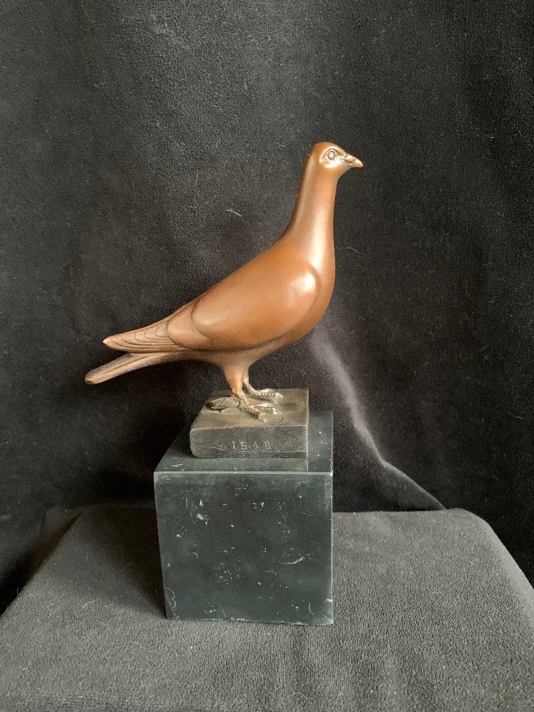 Duif op sokkel,brons, Ophalen of Verzenden, Brons, Beeld