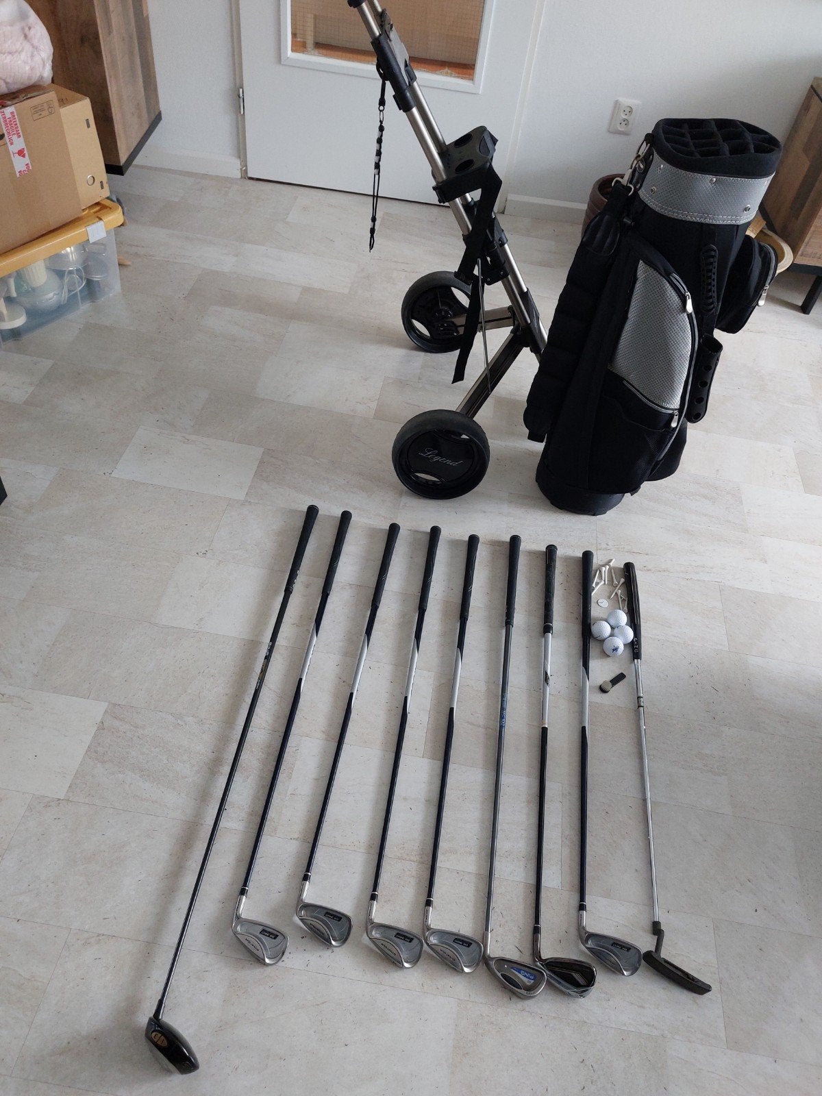Complete golfset heren met tas en trolley rechtshandig, Ophalen, Gebruikt, Set, Overige merken